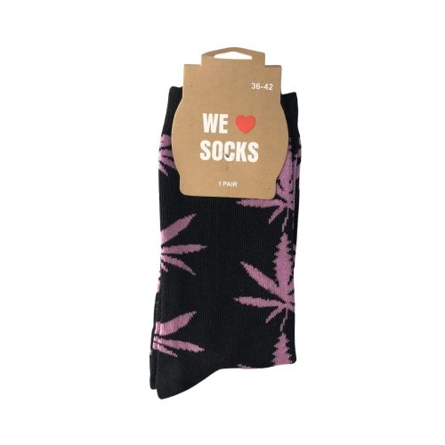 Sok 11 W Sokken Lang Maat 36/42 Zwart met Roze Blad