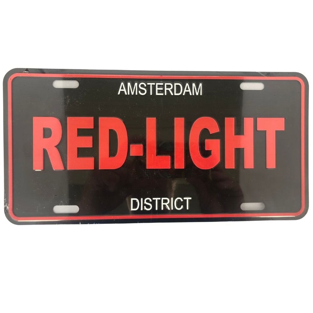 License Plate 14 Black Red Light District