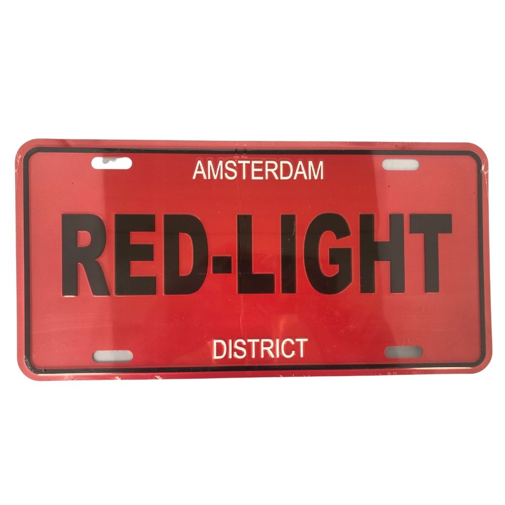 License Plate 15 Red Light District Red