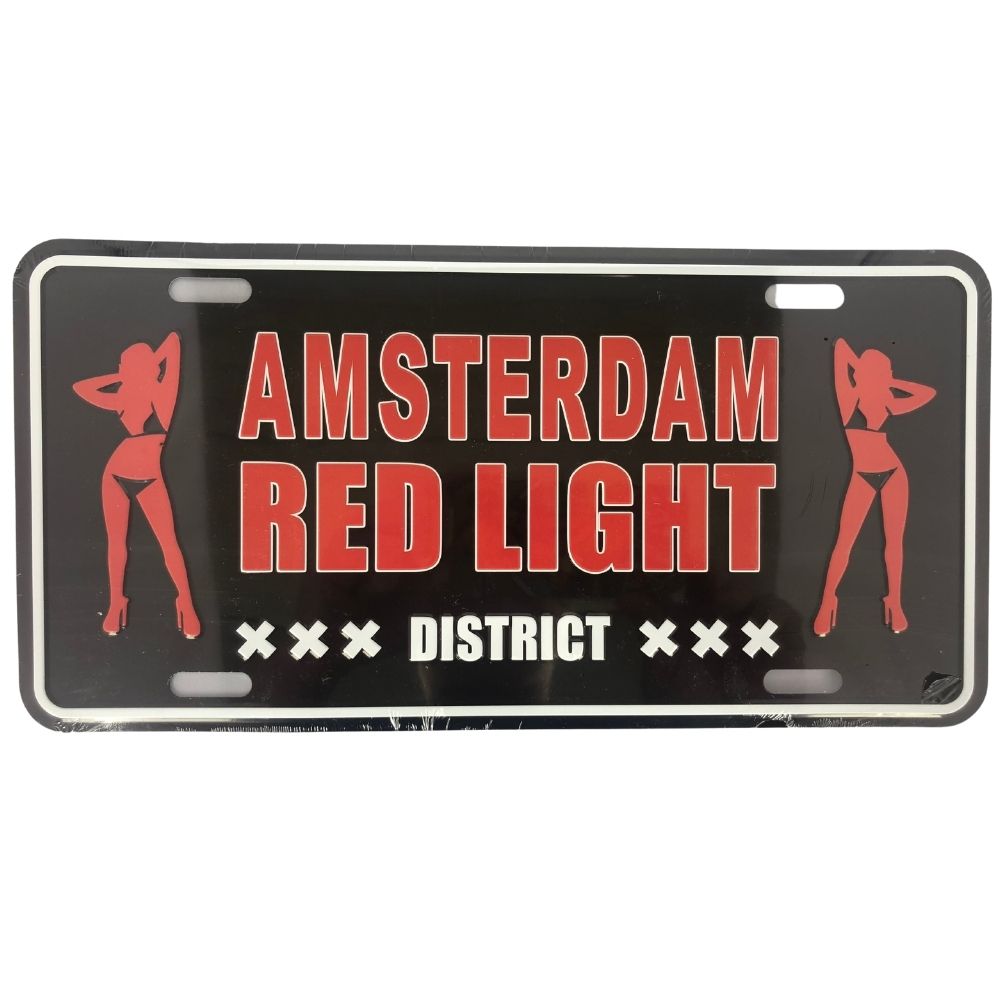 License Plate 3 Black Red Light District Girls