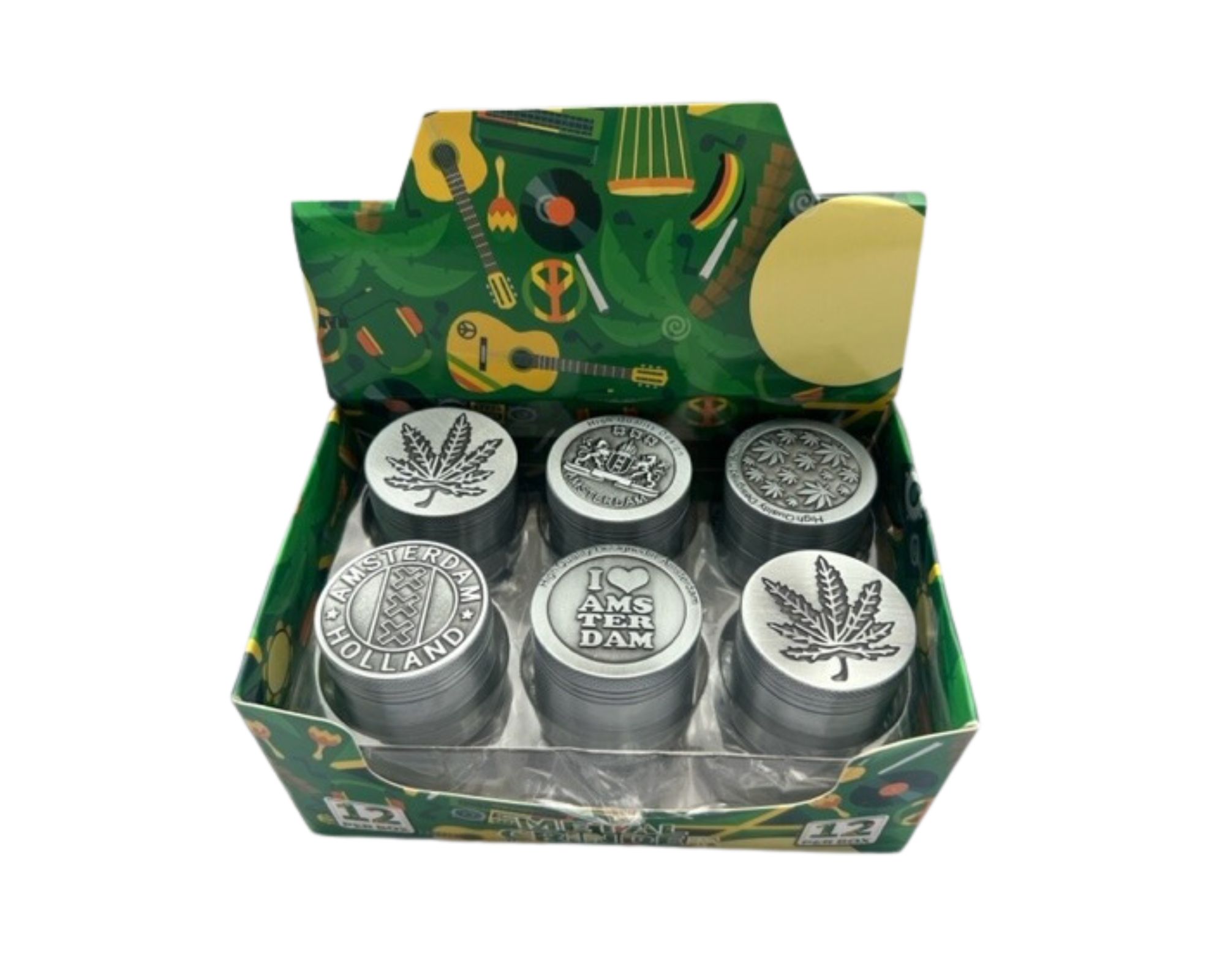 Cool 42 Metal Grinder Silver Amsterdam Leaf Mix 40/4 (12pcs)