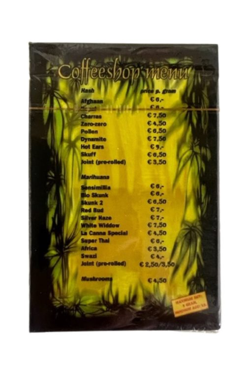 Speelkaarten Coffeeshopmenu