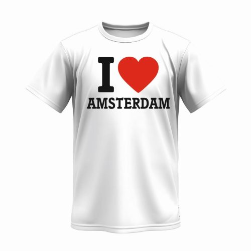 T Shirt I Love Amsterdam Wit XXL(Men)
