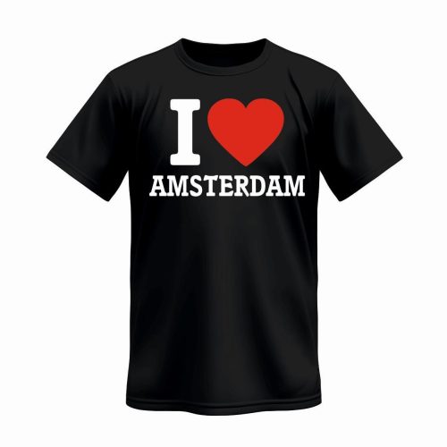 T Shirt I Love Amsterdam Zwart XXL (Men)