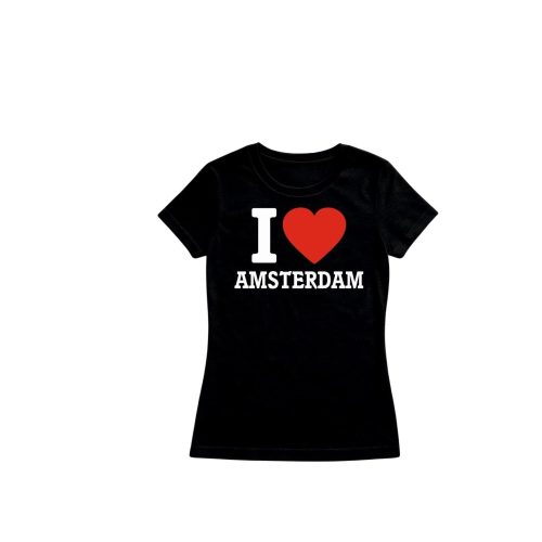 T Shirt I Love Amsterdam Zwart L (Ladies)