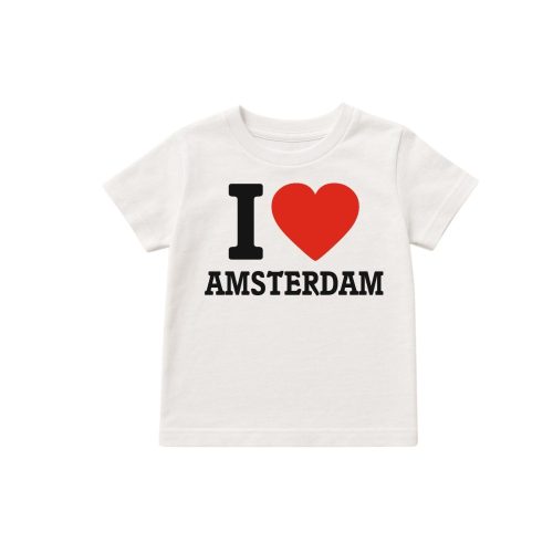 T Shirt I Love Amsterdam Wit Kind (164)